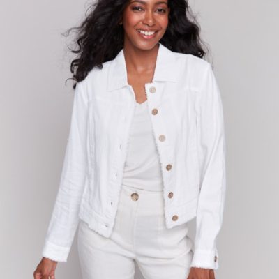 Charlie B W's Solid Long Sleeve Button Front Jacket