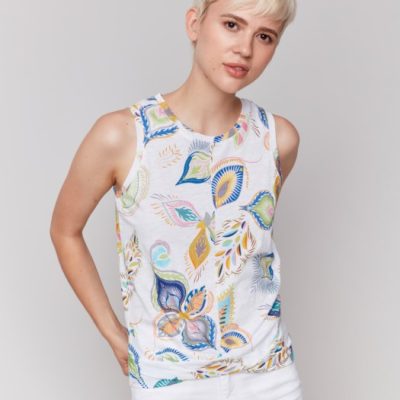 Charlie B W's Printed Sleeveless Top With Knot Detail
