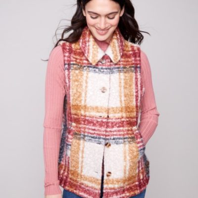 Charlie B W's Plaid Bouclé Knit Vest