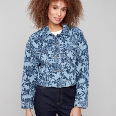 Charlie B W's Cropped Jacquard Denim Jacket